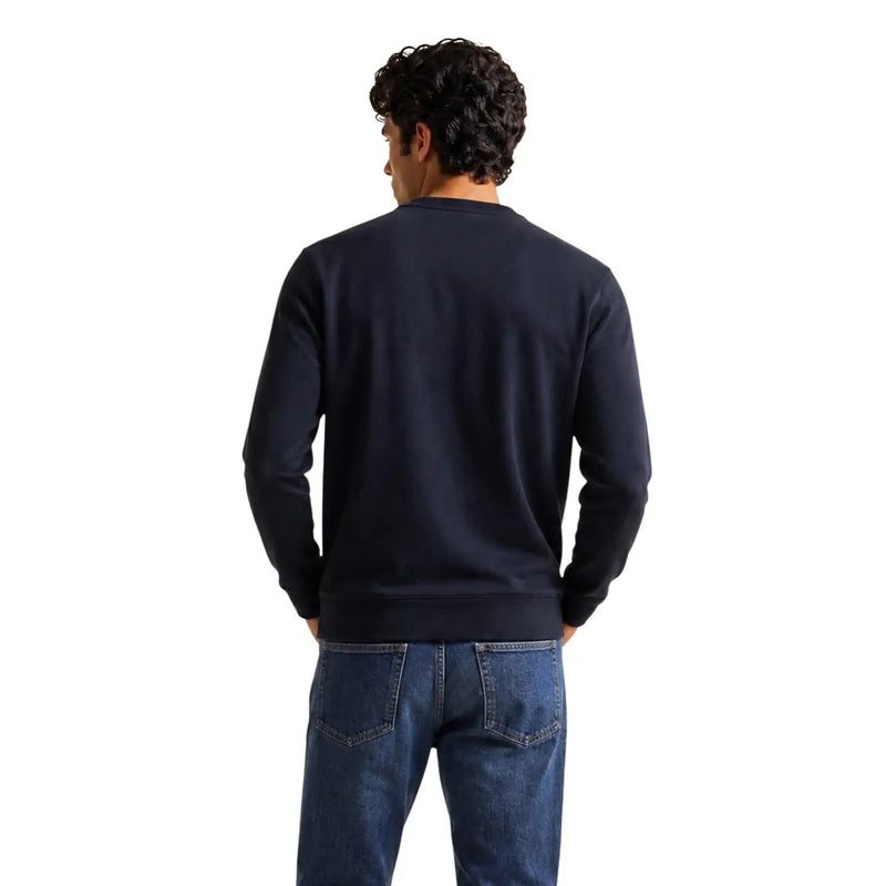 Ea7 Sweat-shirt homme bleu marine en coton, col rond, coupe classique, idéal pour une tenue décontractée