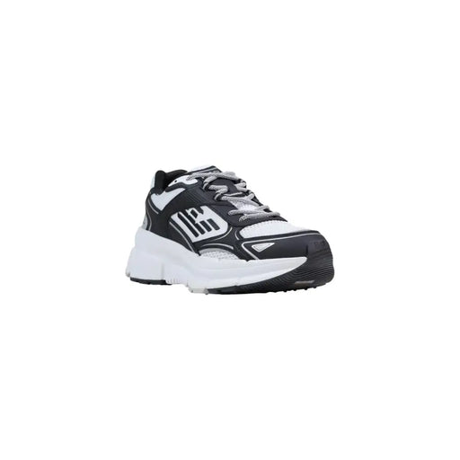 Ea7 Baskets noires à lacets pour hommes, en polyester, avec un design imposant et des empiècements en mesh et synthétiques.