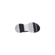 Baskets EA7 pour homme, noires à lacets, en polyester, semelle en caoutchouc noir et blanc avec adhérence texturée.