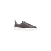 Ea7 Baskets homme noires en polyuréthane, chaussures décontractées grises en cuir, bassestop basket avec semelle en caoutchouc blanc et logo en relief