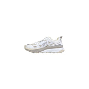 Ea7 men sneakers grey polyester lace up shoes with white and gray textured mesh upper and metallic silver branding