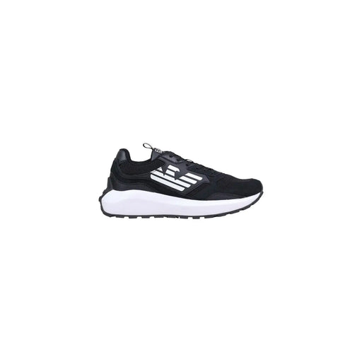 Ea7 men sneakers white polyurethane feature black and white athletic design with mesh upper and chunky rubber sole