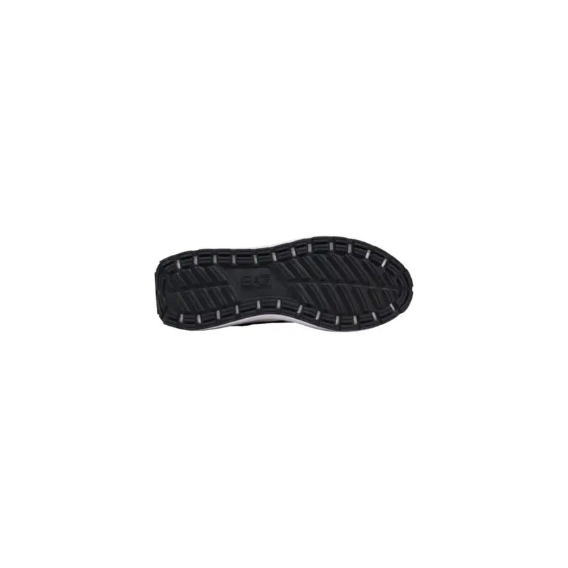Semelle extérieure en caoutchouc noir avec semelle texturée et détails blancs ornés du logo ea7 en relief sur baskets ea7 pour homme en polyuréthane blanc