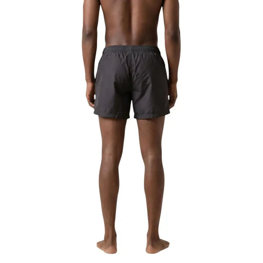 Short de bain homme EA7 gris foncé léger avec ceinture élastique et poches en polyester pour un confort optimal