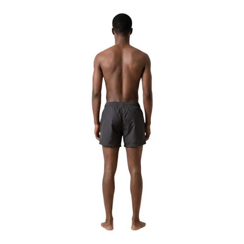Short de bain homme ea7 gris foncé léger avec ceinture élastique, en polyester noir et poches