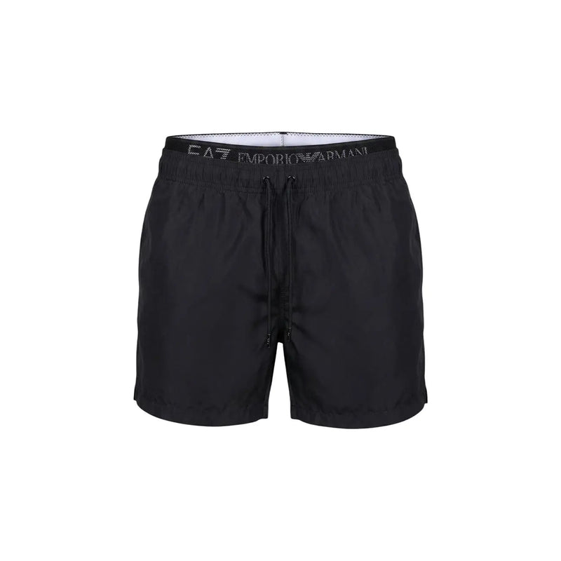 Black emporio armani ea7 men swimwear swim trunks with drawstring waistband polyester pockets 7m001689