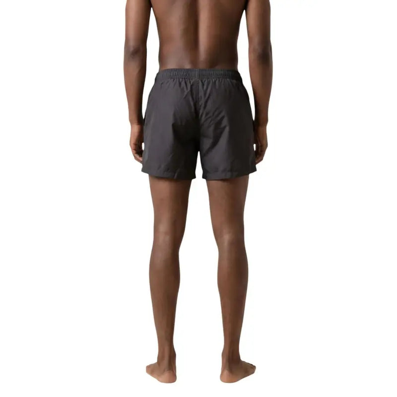 Ea7 men swimwear dark gray lightweight swim trunks with elastic waistband for comfortable water activities