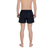 Ea7 men swimwear black emporio armani swim trunks with subtle side logo perfect for swimming and beachwear