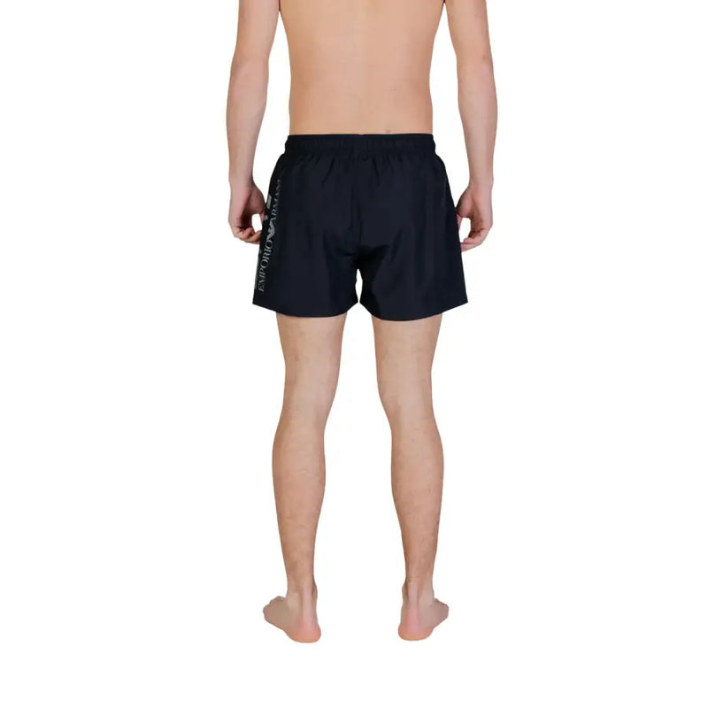 Ea7 men swimwear black emporio armani swim trunks with subtle side logo perfect for swimming and beachwear