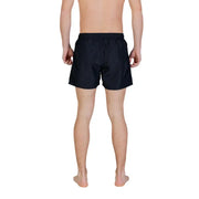 Ea7 men swimwear black swim trunks with simple sleek design and elastic waistband for comfortable wear