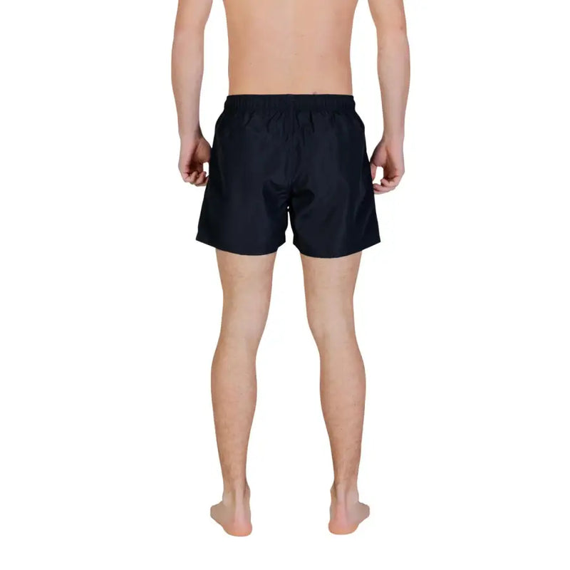 Ea7 men swimwear black swim trunks with simple sleek design and elastic waistband for comfortable wear