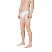 Ea7 Maillot de bain homme blanc uni en polyester, slip blanc avec logo discret sur le devant