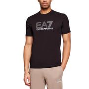 T-shirt en coton noir à manches courtes Ea7 hommes t-shirt avec le logo blanc ea7 emporio Armani imprimé sur la poitrine
