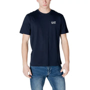 bleu marine ea7 Emporio Armani homme t-shirt avec logo blanc sur la poitrine gauche en tissu de coton à manches courtes
