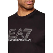 Emporio Armani homme noir ea7 t-shirt orné d'un logo blanc audacieux aux contours soulignés et de détails rayés sur le devant