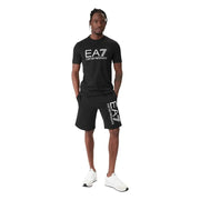 Emporio Armani homme noir EA7 t-shirt ensemble short et logo blanc en tissu confortable