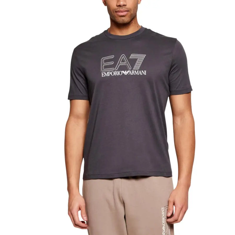 T-shirt Emporio Armani homme gris foncé à manches courtes ea7 t-shirt avec un logo blanc sur la poitrine pour une tenue décontractée