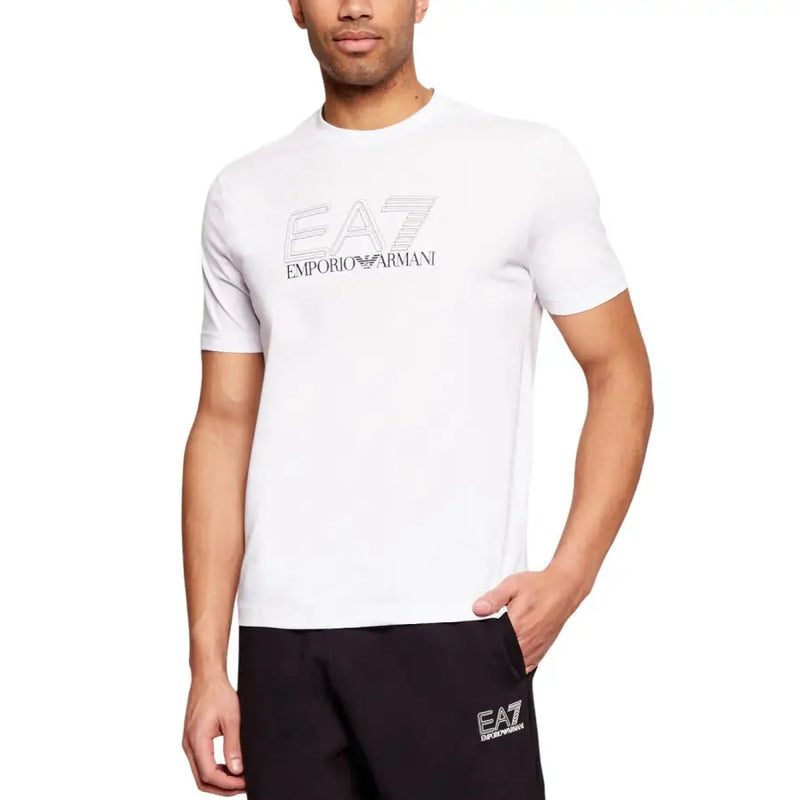 Blanc ea7 Emporio Armani Homme t-shirt à manches courtes et logo discret en contour sur la poitrine