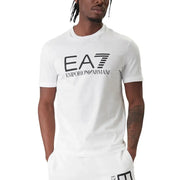 Blanc ea7 Emporio Armani Homme t-shirt avec un logo noir et un design à rayures, idéal pour les tenues décontractées