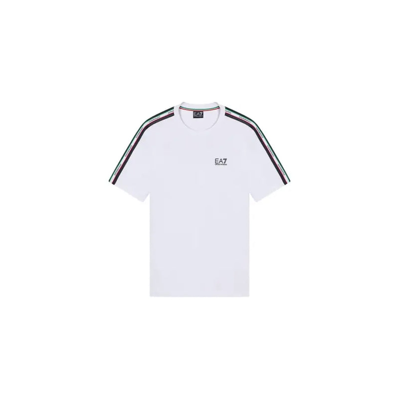 Blanc ea7 Emporio Armani Homme t-shirt avec des empiècements rayés aux épaules et des manches courtes pour un style décontracté