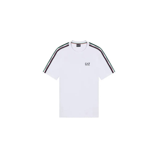 Blanc ea7 Emporio Armani Homme t-shirt avec des empiècements rayés aux épaules et des manches courtes pour un style décontracté