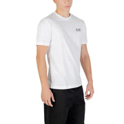 Ea7 coton blanc pour hommes t-shirt avec un logo noir discret sur la poitrine gauche pour une tenue décontractée