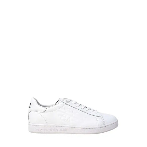 White leather low-top sneakers with lace-up closure from Ea7 for men