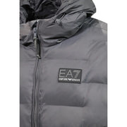 Ea7 Doudoune homme gris foncé matelassée avec écusson logo Emporio Armani (vue de face)