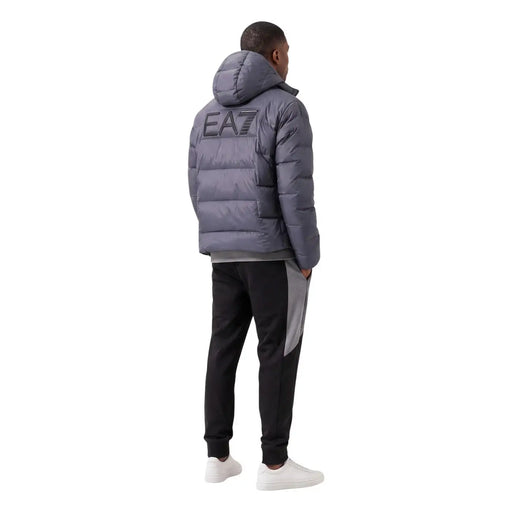 Ea7 Doudoune homme gris foncé matelassée avec logo ea7, vue de dos