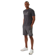 Ea7 Emporio Armani Athletic t-shirt et shorts pour hommes gris avec logo blanc, vue de face