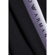 Ea7 Combinaison femme en coton mélangé noir à rayures dégradées violettes et argentées et logo Emporio Armani en lettres noires