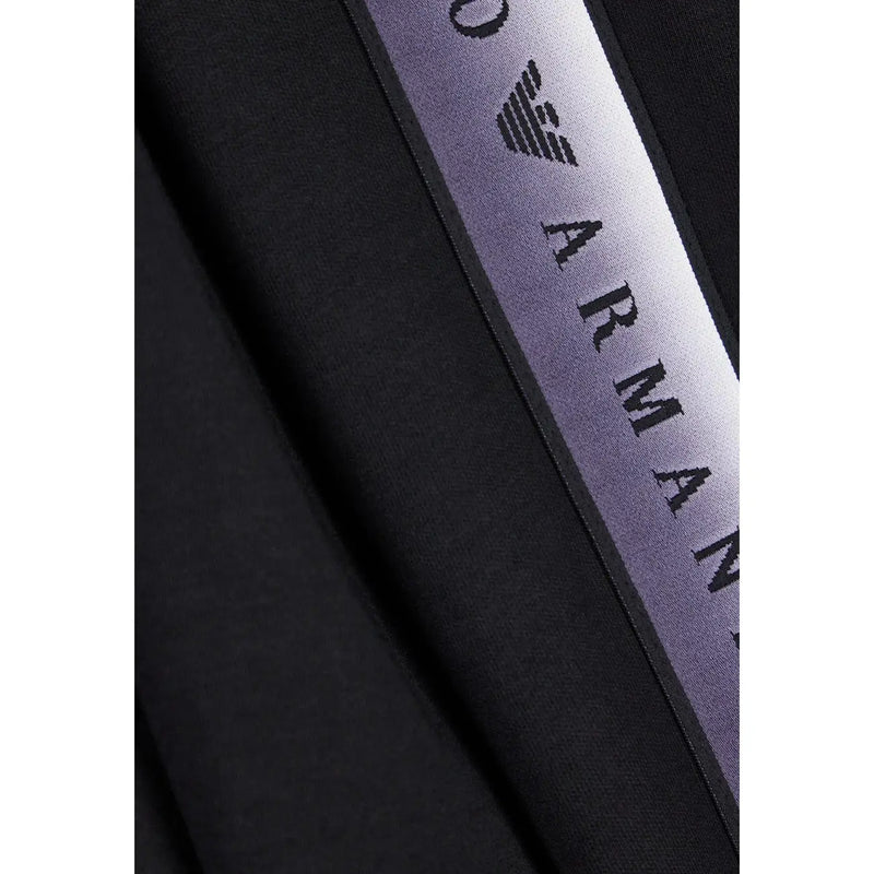 Ea7 Combinaison femme en coton mélangé noir à rayures dégradées violettes et argentées et logo Emporio Armani en lettres noires