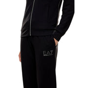 Pantalon de survêtement noir ea7 Emporio Armani avec logo brodé discret sur la jambe gauche, confectionné en mélange de polyester.
