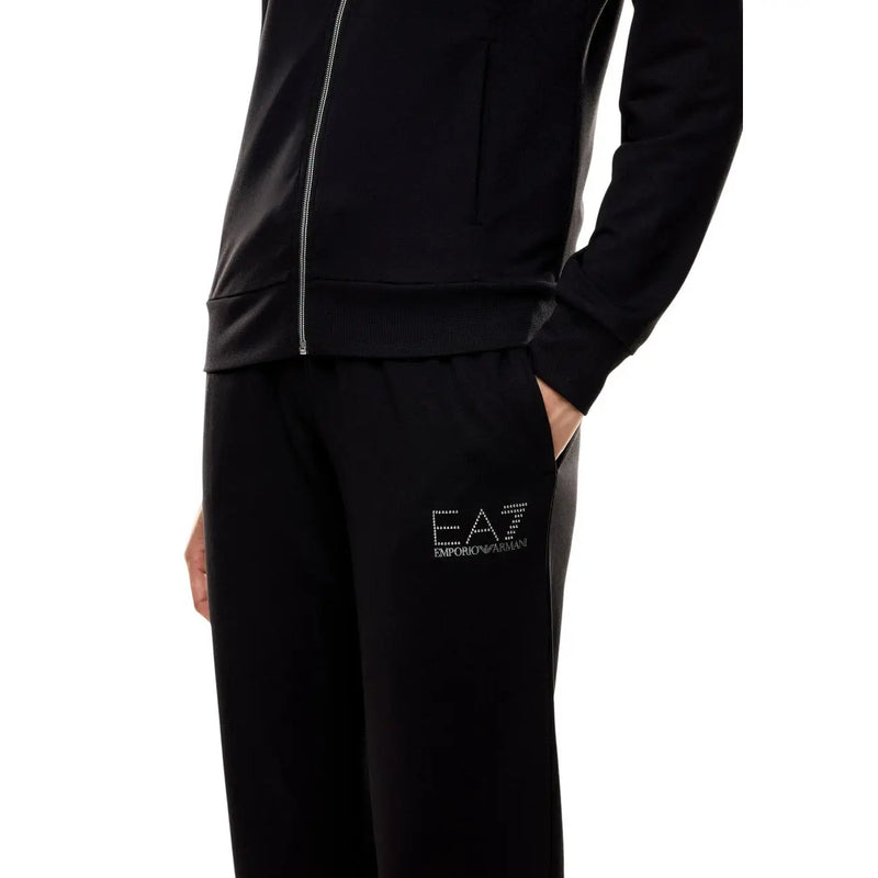 Pantalon de survêtement noir ea7 Emporio Armani avec logo brodé discret sur la jambe gauche, confectionné en mélange de polyester.