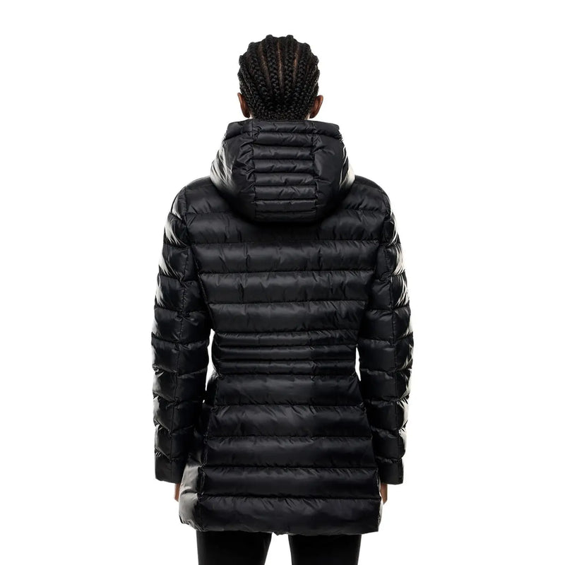 Ea7 Doudoune d'hiver noire à capuche en polyester pour femme, matelassée et style doudoune, idéale par temps froid.