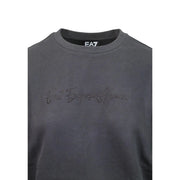 Sweat-shirt gris foncé ea7 en coton, orné d'un logo Emporio Armani scintillant brodé sur la poitrine