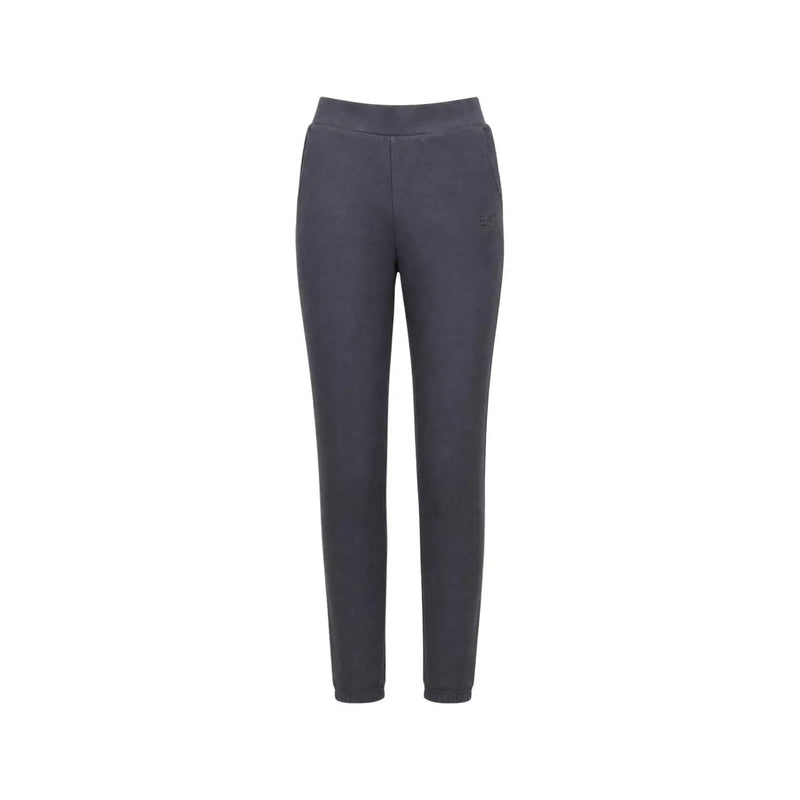 Pantalon de jogging gris foncé slim fit en polaire douce avec taille élastiquée, issu de la collection de combinaisons en coton gris à col rond pour femmes ea7