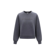 Ea7 Combinaison grise en coton pour femme, col rond et logo discret brodé sur la poitrine.