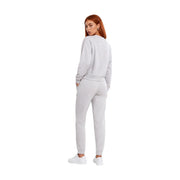 Ea7 Ensemble sweat-shirt gris en coton pour femme et pantalon de jogging assorti à col rond pour une tenue décontractée et confortable