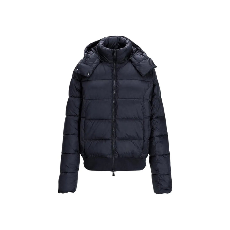 Ea7 Doudoune d'hiver noire à capuche en polyester pour femme, matelassée et zippée.