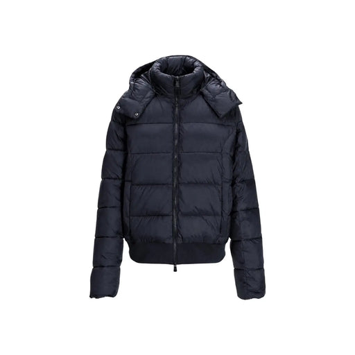 Ea7 Doudoune d'hiver noire à capuche en polyester pour femme, matelassée et zippée.