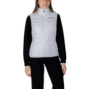 Gilet matelassé blanc sans manches pour femme EA7 avec logo argenté