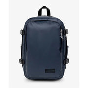 Sac à dos Eastpak pour homme, noir, en polyamide bleu marine foncé, avec bretelles et fermetures éclair noires, dimensions 40 x 25 x 20 cm.