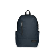 Sac à dos Eastpak pour homme en polyester bleu marine avec poches, fermetures éclair noires et écusson de la marque.
