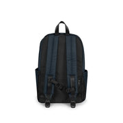 Sac à dos Eastpak pour homme en polyester bleu marine et noir, avec bretelles réglables et poches latérales.