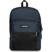 Sac à dos Eastpak bleu foncé pour homme, en polyester texturé, poche avant en filet noir et tirettes de fermeture éclair, 42 x 32 x 25,5 cm