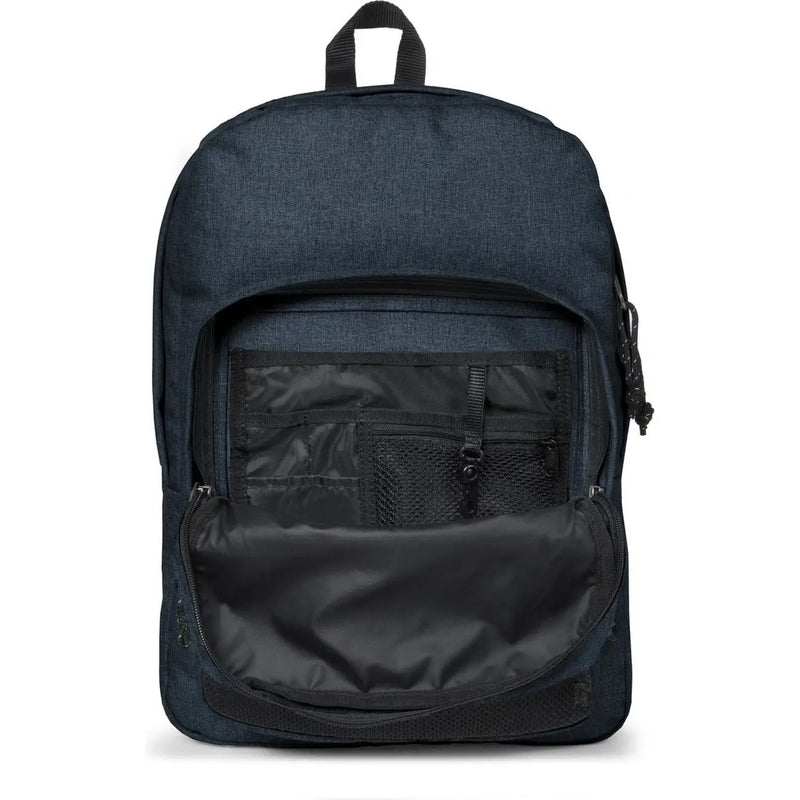 Sac à dos Eastpak pour homme en polyester bleu avec tissu texturé bleu foncé, intérieur noir et poches zippées en filet