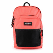 Sac à dos Eastpak pour homme, couleur corail, avec poches zippées en maille noire, en polyester, 42 x 32 x 25,5 cm