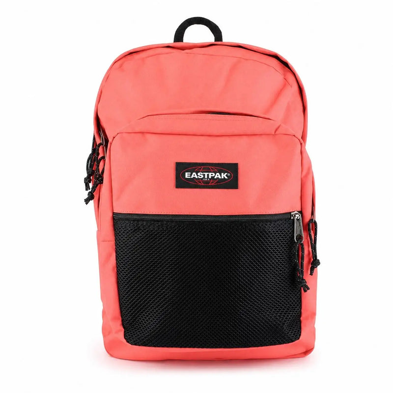 Sac à dos Eastpak pour homme, couleur corail, avec poches zippées en maille noire, en polyester, 42 x 32 x 25,5 cm