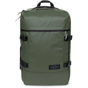 Sac à dos Eastpak pour homme en polyester violet avec poches et sac à dos vert olive avec fermetures éclair et bretelles noires.